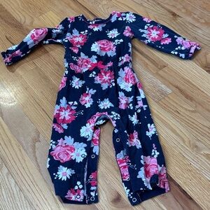 Carter's Navy Floral Romper with Pink Accents